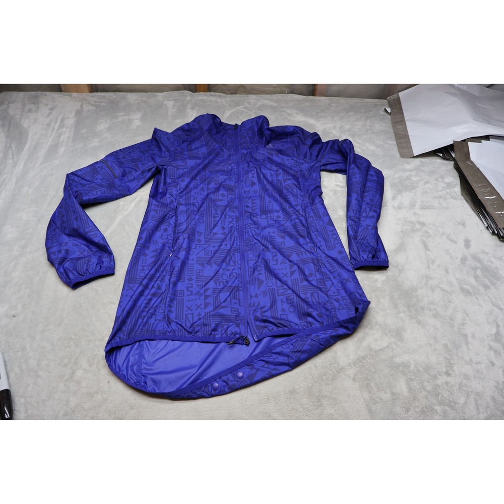 Adidas Jacket Womens Small Blue Supernova Tokyo‎ Printed Running Wind Rain Track